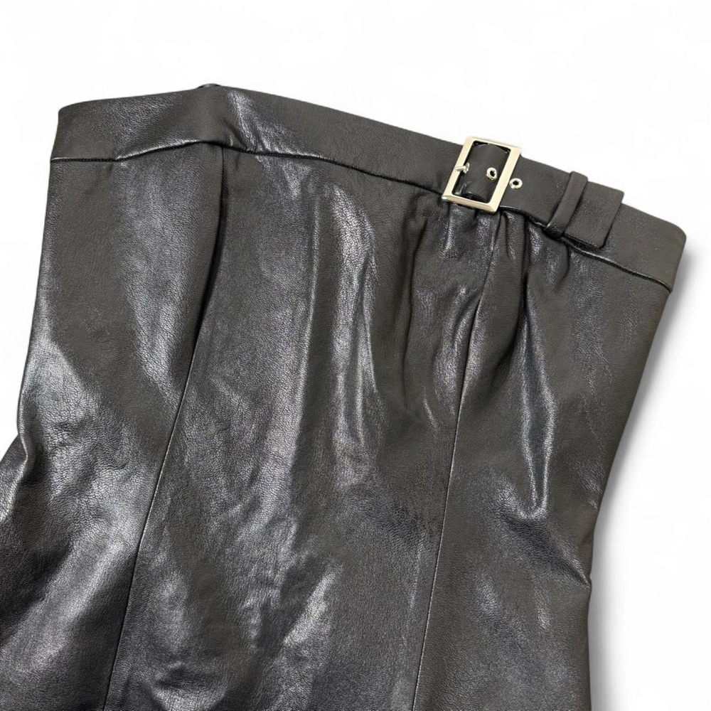 Amanda Uprichard Edison Faux Leather Strapless Mini Dress NWOT - Picture 3 of 7
